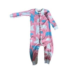 Little Blue House pink blue & white bear print one piece sleeper